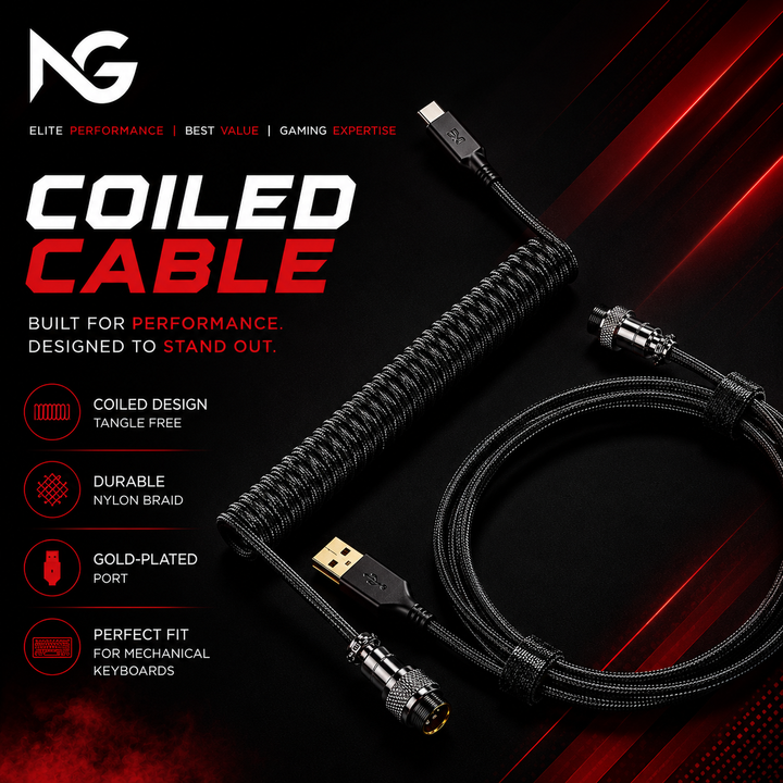 Premium USB-C to USB-A Coiled Keyboard Cable