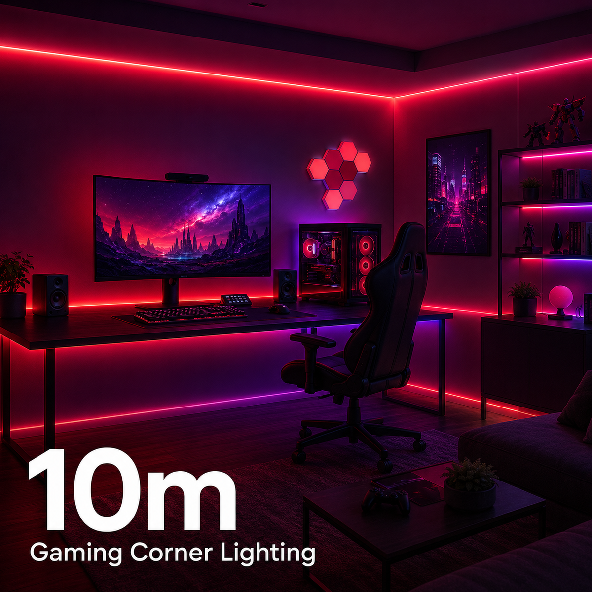 RGB Gaming Setup LED Strip Lights – App & Remote Control