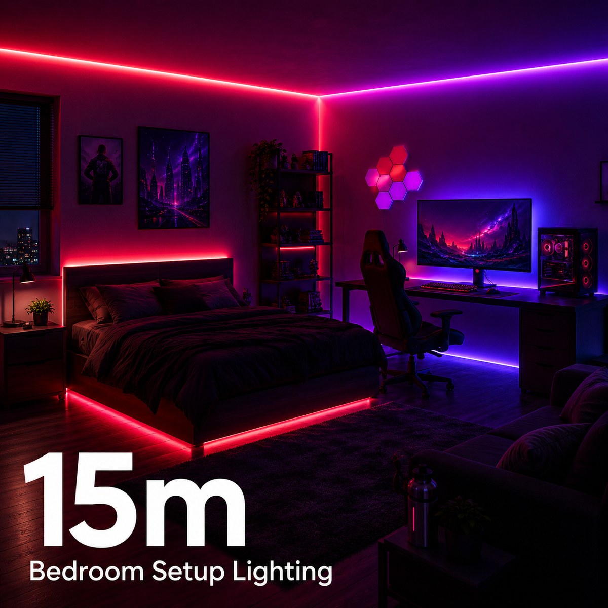 RGB Gaming Setup LED Strip Lights – App & Remote Control