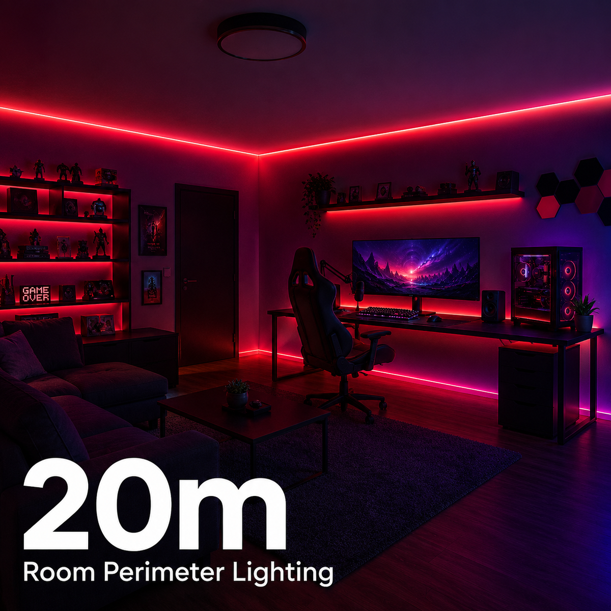 RGB Gaming Setup LED Strip Lights – App & Remote Control