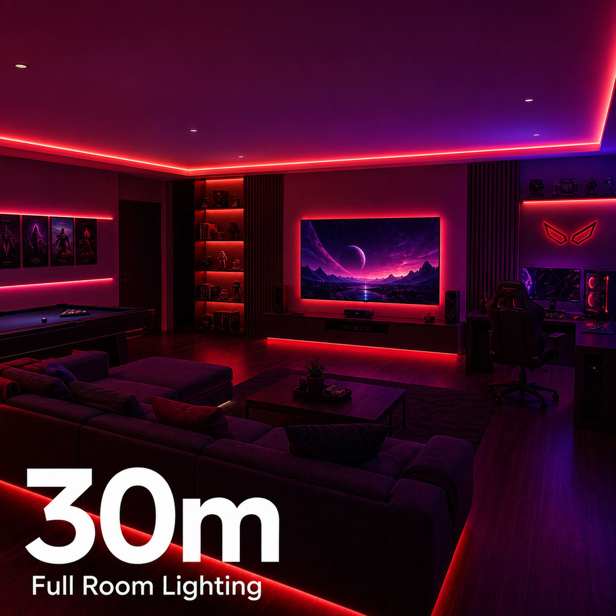 RGB Gaming Setup LED Strip Lights – App & Remote Control