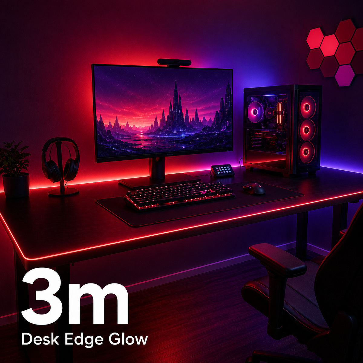 RGB Gaming Setup LED Strip Lights – App & Remote Control