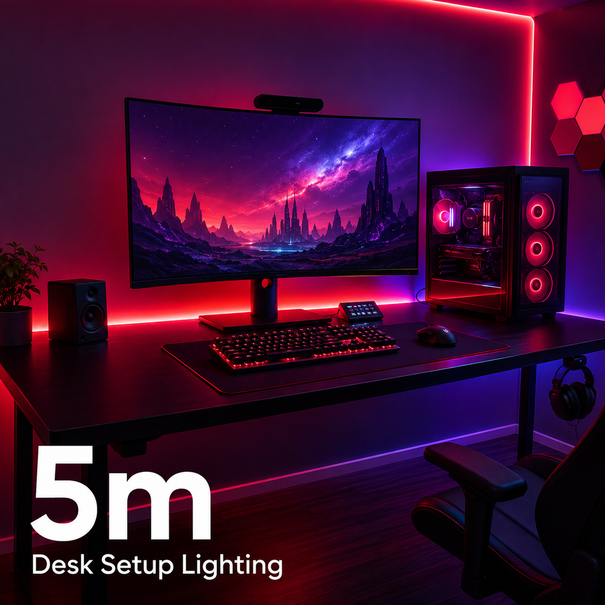 RGB Gaming Setup LED Strip Lights – App & Remote Control